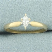 Marquise Diamond Solitaire Ring in 14k Yellow Gold