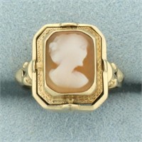 Antique Spinning Shell Carved Cameo and Onyx/Diamo
