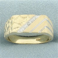 Mens Diamond Nugget Style Ring in 10k Yellow Gold