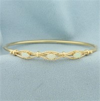Opal Rope Design Bangle Bracelet in 14k Yellow Gol