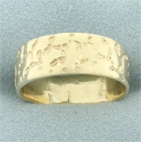 Mens Nugget Wedding Band Ring in 14k Yellow Gold