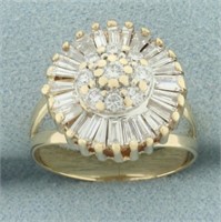 Diamond Target Design Split Shank Ring in 14k Yell