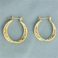 Twisting Triple Hoop Earrings in 14k Yellow Gold
