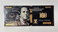 Black Foil $100 Dollar Bill 24K