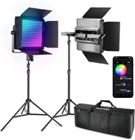 NEEWER 2 Pack RGB1200 LED Video Light with APP/2.4