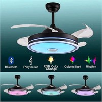 DFL 36" Dimmable Retractable Ceiling Fan Light and