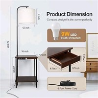 OUTON Floor Lamp with Table, 1 Drawer and USB & Ty