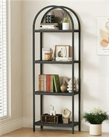 Yusong, 4 Tier Arched Bookcase With Metal Frame &