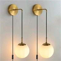 29" Plug in Wall Sconces, Set of 2, Modern Brass G