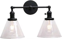 Permo 2-Lights Wall Sconces with Funnel Flared Gla