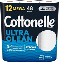 Cottonelle Ultra Clean12 Mega Rolls (48 Reg)