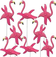 12 Pcs Twirling Wings Pink Flamingo Yard Decoratio