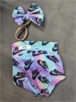 Newborn Nike diaper cover and bow