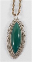 Sterling Silver Malachite Pendant Necklace - 16”