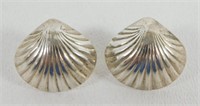 Sterling Silver Clam Shell Pierced Earrings - ¾”