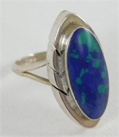 Sterling Silver Blue Azurmalachite Ring - Size 6