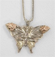 Sterling Silver Black Hills Gold Butterfly
