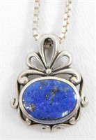 Sterling Silver Lapis Lazuli Pendant Necklace -