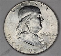 1962 Mint Error Die Clutter Franklin Half Dollar