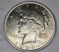 1923 AU-BU Peace Silver Dollar