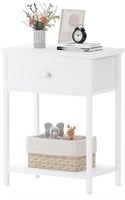 White Nightstand with Drawer, Small Night