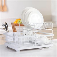 Premium 2-Tier Dish Drying Rack - Large Capacity,