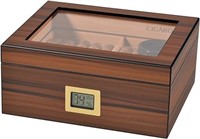 Royal Glass Top 100% Cedar Cigar Humidor with Prec