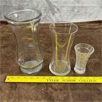 3 Clear Glass Vases
