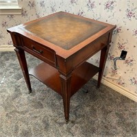 Vintage Leather Top End Table 22x22x26