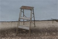 Vintage Small  Wood & Metal Ladder