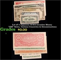 Lot of 5 Japanese WWII Invasion Money "JIM" Notes,