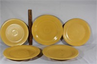 5 Yellow Fiestaware Plates