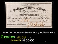 1861 Confederate States Forty Dollars Note Grades