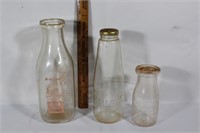 3 Vintage Milk Bottles