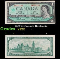 1967 $1 Canada Banknote Grades vf+