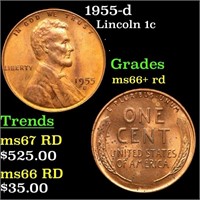 1955-d Lincoln Cent 1c Grades GEM++ RD