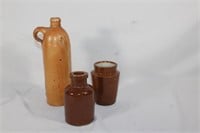 3 jugs 1880'sGeorge Kreuzberg stoneware bottle,etc