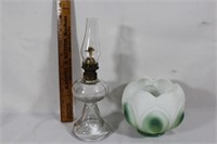 Antique Oil Lamp , and Milk Glass Lamp Shade
