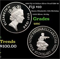 1996 Fiji 10 Dollars Silver Proof KM# 90 Grades Br