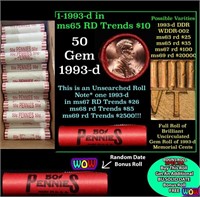 THIS AUCTION ONLY! BU Shotgun Lincoln 1c roll, 199