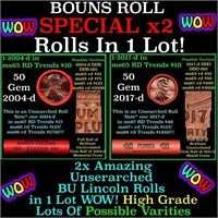 Two BU Shotgun Lincoln 1c rolls, 2004-d & 2017-d 5