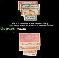 Lot of 5 Japanese WWII Invasion Money "JIM" Notes,