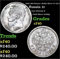 1898 (AG) Russia 1 Ruble Silver Y# 59.3 Grades xf