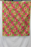 Bright Colored Hand Made Cocktail Quilt