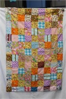 Bright Colored Hand Made Patchwork Quilt