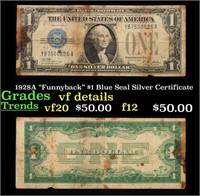 1928A $1 Blue Seal Silver Certificate Grades vf de