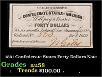 1861 Confederate States Forty Dollars Note Grades