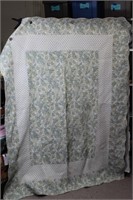 Ivory, Light Teal And Green Quilt