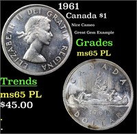 1961 Canada Silver Dollar 1 Grades GEM Unc PL