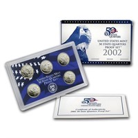 2002 United States Mint Proof Quarters 5 pc set no